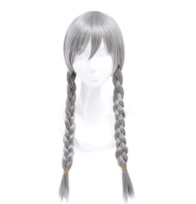 

〖Follure〗Synthetic Baby Hair Braided Double Lace Front Wig Long White Ombre Wigs
