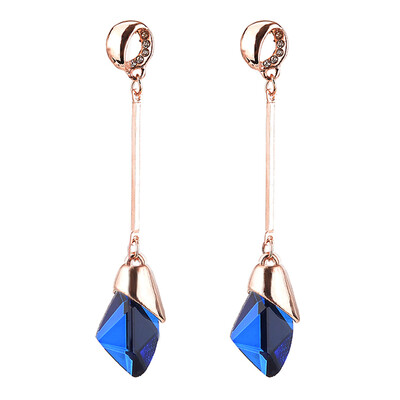 

1 Pair Crystal Long Pendant Earrings Ladies Vogue Geometric Crystal Water Drop