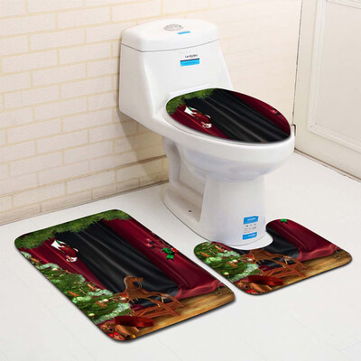 

Tailored 3PCS Fancy Santa Toilet Seat Cover&Rug Bathroom Set Christmas Decor