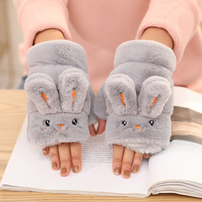 

Glove womens winter lovely Korean Korean-style warm-and cold-proof warm-and cold-proof warm-and cold-proof half-finge