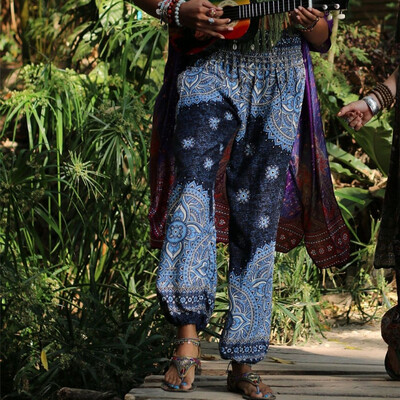 

Tailored Men Women Thai Harem Trousers Boho Festival Hippy Smock High Waist Yoga Pants