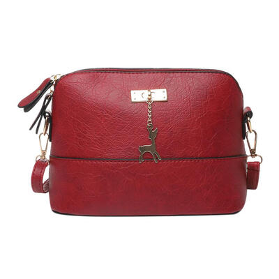 

Women Sling Oil Wax Leather Shell Bag Deer Satchel Shoulder Crossbody Bags