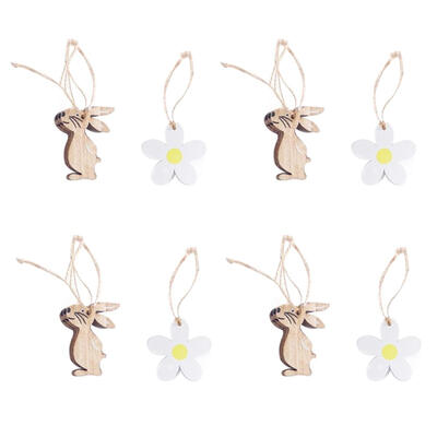 

8pcsset Wooden Ornament Easter Spring Home Decor RabbitFlowerRoosterEgg