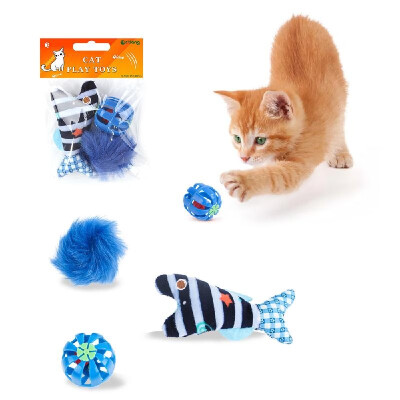 

3Pcs Cat Toys Set Catnip Fish Bell Ball Turkey Hair Ball Catnip Interactive Chasing Toys for Cat Kitty