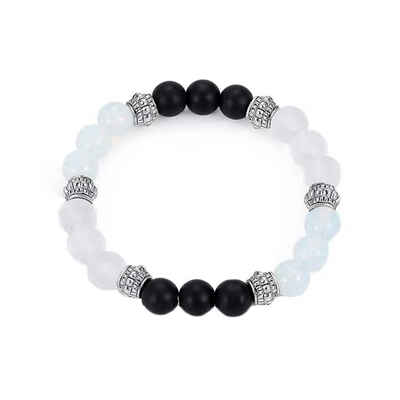 

Transparent White Crystal Black Matte Plastic Beaded Unisex Bracelet Wristbands Cuff Jewelry