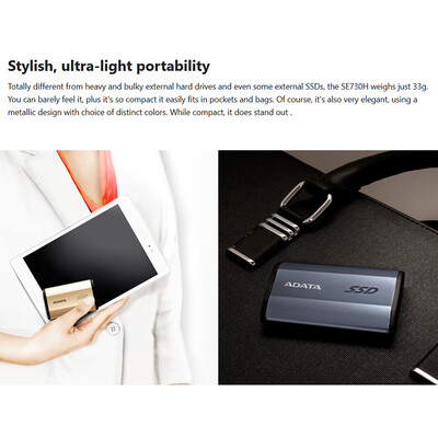 

ADATA SE730H External Solid State Drive Portable SSD 1TB USB 31 10Gbps High Speed IP68 Waterproof 3D NANDGold