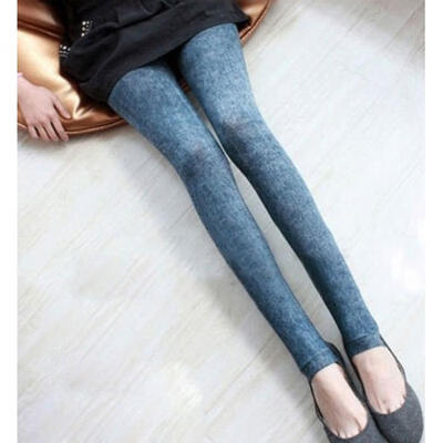 

Fashion Thick Warm Jeans Stretchy Legging Rub Star Pocket Black Blue Pant