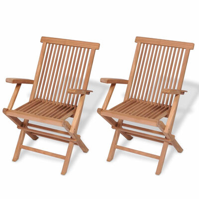 

Folding Garden Chairs 2 pcs Solid Teak Wood