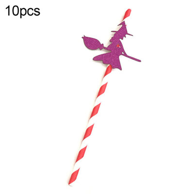 

10Pcs Skull Bat Spider Disposable Paper Drinking Straw Halloween Party Decor