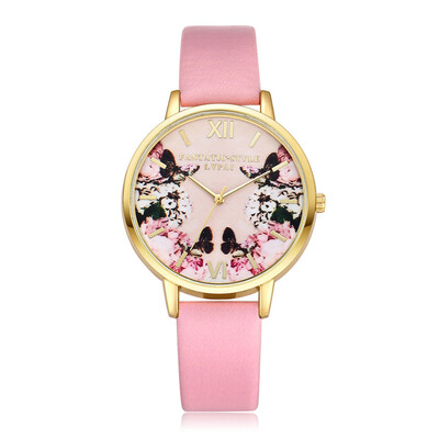 

High Quality Women Watches Colorful Pattern Dial Ladies Quartz Wristwatch Simple Leather Strap Clock Casual Relogio Feminino