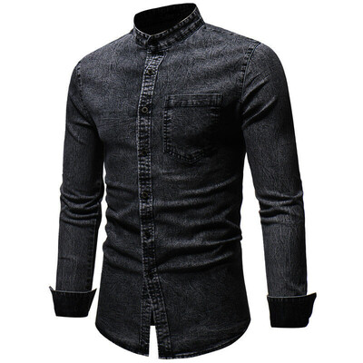 

Mens Long Sleeve Dress Button Down Causal Shirt Fancy Solid Slim Fit Color NEW