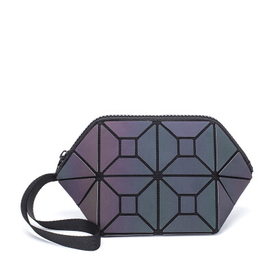 

LOVEVOOK women makeup bags PU leather small clutch female with short strap cosmetic bag for travel geometric bag luminous color