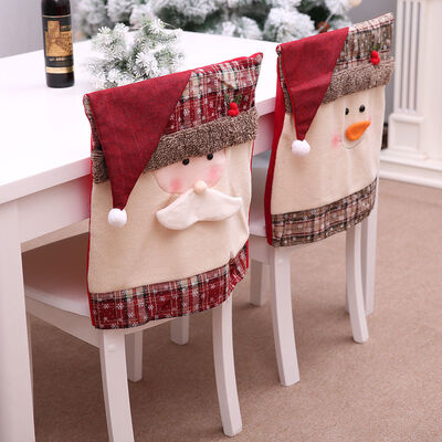 

Cute Christmas Chair Cover Santa Claus Snowman Decorations for Home Chair Back Cover