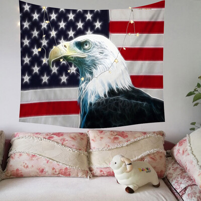 

Toponeto Independence Day Print Family Tapestry Light String Combination Wall Decoration