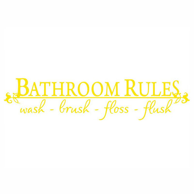 

Toponeto BATHROOM RULES Wash Brush Floss Flush Quote Saying Wall Sticker For Bathroom