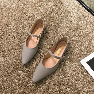 

Point single shoe female Xia Han edition Baitao one word belt flat bottom fairy shoe fashion shallow mouth Mary Jane shoe tide