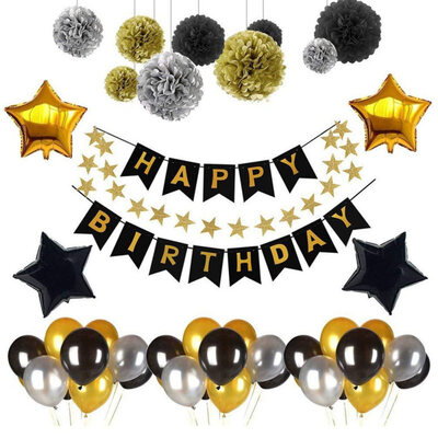 

45PcsSet Hanging Flower Ball Letter Banner Balloon Birthday Party Wedding Decor