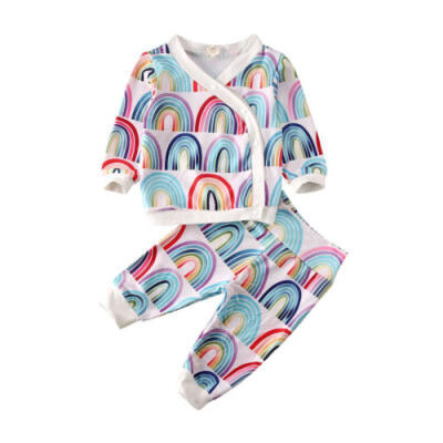 

UK Stock Newborn Baby Girl Autumn Outfit Rainbow Tops T-shirt Pants Leggings Set