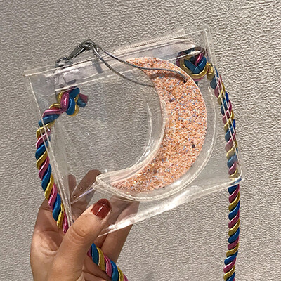 

Female 2019 new foreign gas girl transparent jelly slanted small square bag Chao Korean version of personality shoulder bag