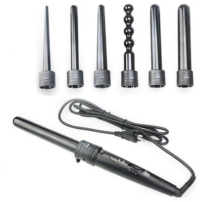 

〖Follure〗6 in 1 Curling Iron Wand Hair Curler Set Ceramic Barrels Heat Hair Styling Tools