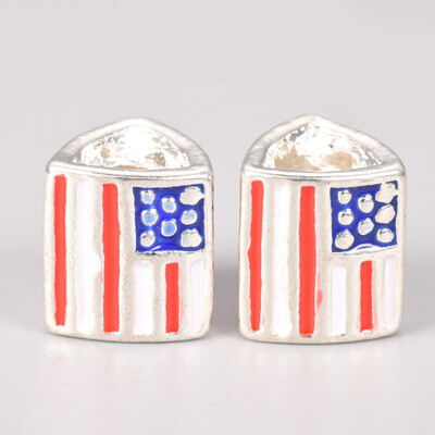 

Alloy Enamel European Beads Large Hole Beads Triangle with National Flag Silver Red 115x10x10mm Hole 45mm