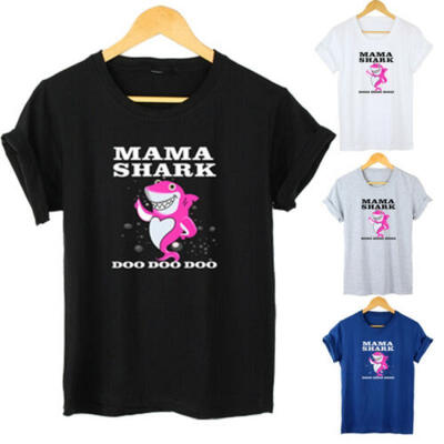 

2019 Summer New Brand MAMA SHARK Unisex Tops Casual Men T-Shirt Women Blouse