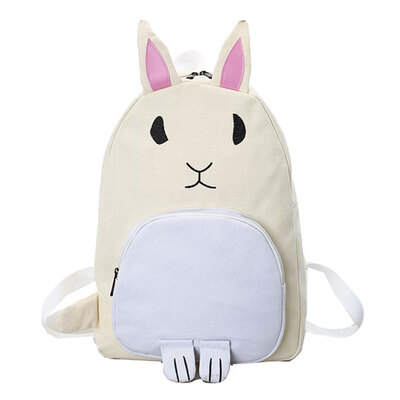 

Lovely Cartoon Rabbit Backpack Girls Canvas Large Capacity School Backpack