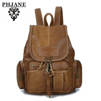 

PHJANE Womens New Fashion Backpack Vintage Style Waterproof Leather Backpack Purse for Girls