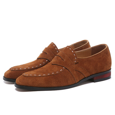 

British wild matte leather peas shoes male pointed pigskin a pedal single shoes fashion simple