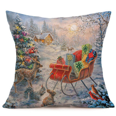 

Tailored Merry Christmas Linen Pillow Cases Sofa Cushion Cover Home Decoration