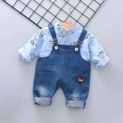 

Toddler Newborn Boy Girl Autumn Outfits Long Sleeve Cartoon Animal Print TopStrap Trousers Casual Sets