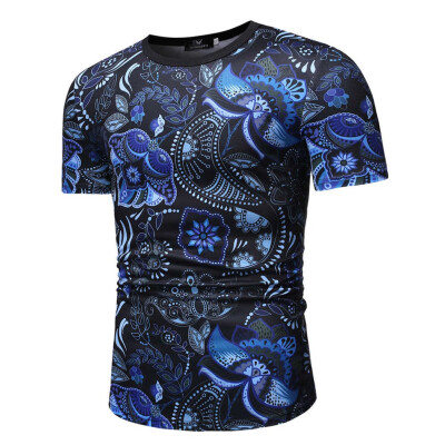 

Toponeto Mens Casual Print Slim Fit Tee Round Neck Short Sleeve Top Shirt Blouse