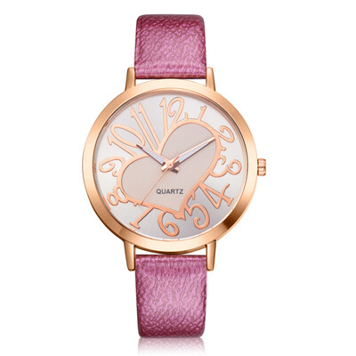 

XR2511 Women\s Arabic Numerals Analog Quartz Leather Watch with Heart Dial
