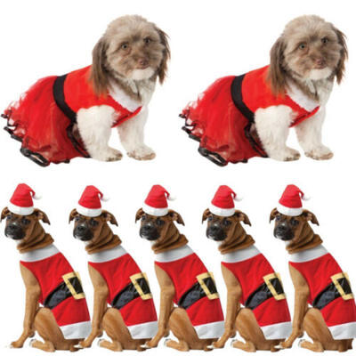 

Pet Dog Puppy Santa Shirt Christmas Clothes Costumes Warm Jacket Coat Apparel US