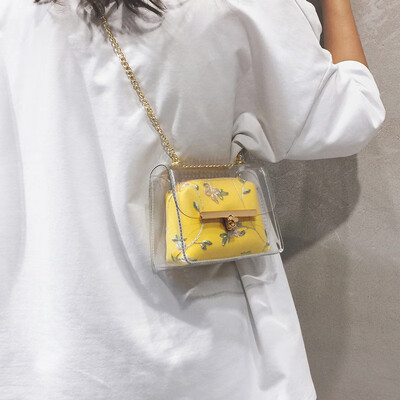 

Small bag 2019 new fashion transparent bag French niche lace fairy Messenger bag wild ins chain bag