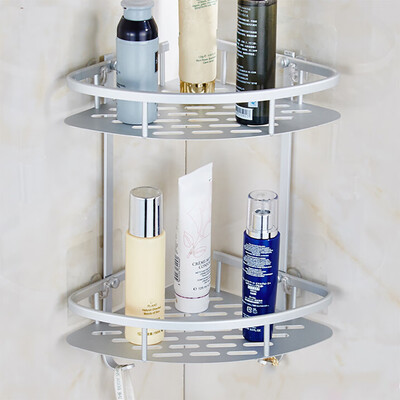 

〖Follure〗Durable Aluminum 2 Tiers Shower Shelf Suction Corner Shelves Shower
