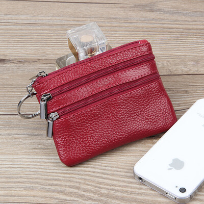 

Factory direct new leather short wallet ladies leather zipper purse mini wallet coin bag