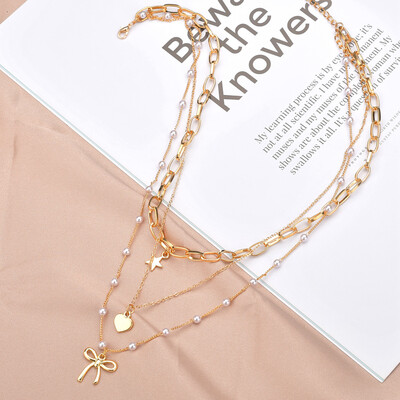 

New Bohemia Multi-layer Gold Metal Alloy Stars Pendant&Necklaces For Women Summer Boho Choker Necklaces Party Wedding Jewelry
