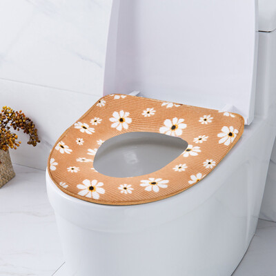 

Gobestart Bathroom Warmer Toilet Seat Bowl Soft Adhesive Tape Flower Washable Cover Pad