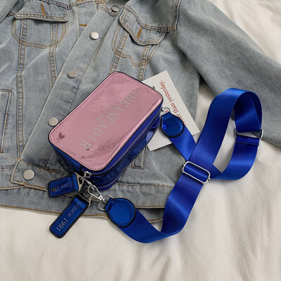 

Ins super fire broadband bag female 2019 new Korean version of the wild single shoulder slung fashion contrast color casual small square bag