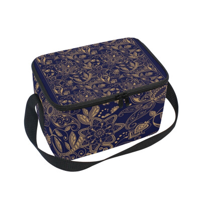 

ALAZA Insulated Lunch Box Retro Vintage Pattern Lunch Bag for Men Women Portable Tote Bag Cooler Bag