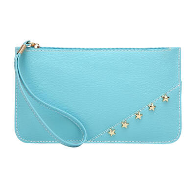 

Stars Women Mini Wristlets Phone Coin Holder PU Leather Long Wallets Clutch
