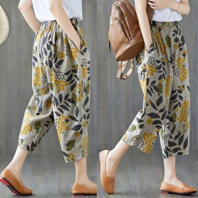 

Women Baggy Harem Pants Hippie Wide Leg Gypsy Boho Long Beach Trousers Plus Size