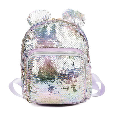 

Small Ear Backpacks Women Sequins Shoulder School Bags Girl Travel Knapsack