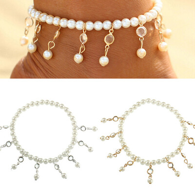 

2018 Summer New Fashion Pearl Anklet Bohemian Beach Anklet Pearl Pendant Wholesale
