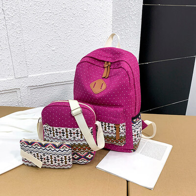 

Tailored Women Backpack Canvas Backpack Ethnic Style Outing Travel Bag Student Bag