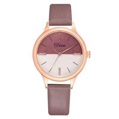 

Womens watch new alloy PU watch two-color mirror simple casual fashion watch