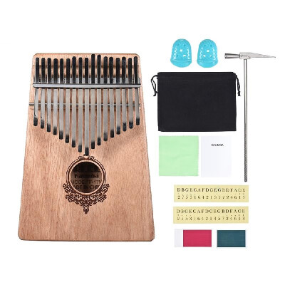 

17-key Kalimba Portable Thumb Piano Mbira Mahogany Wood with Carry Bag Stickers Tuning Hammer Cleaning Cloth Finger Stall Musical