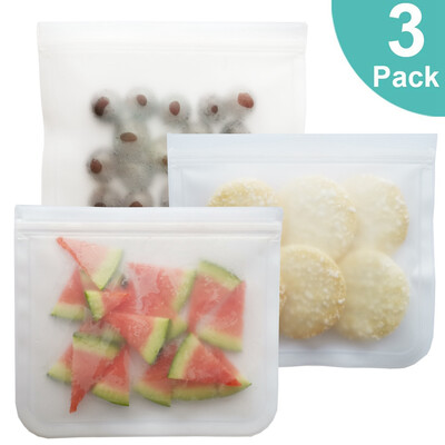 

6Pcs Reusable Storage Bags Leakproof Freezer Extra Thick FDA Grade Ziplock Lunch