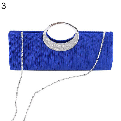 

Women Luxury Rhinestone Satin Pleated Evening Bag Party Clutch Purse Handbag